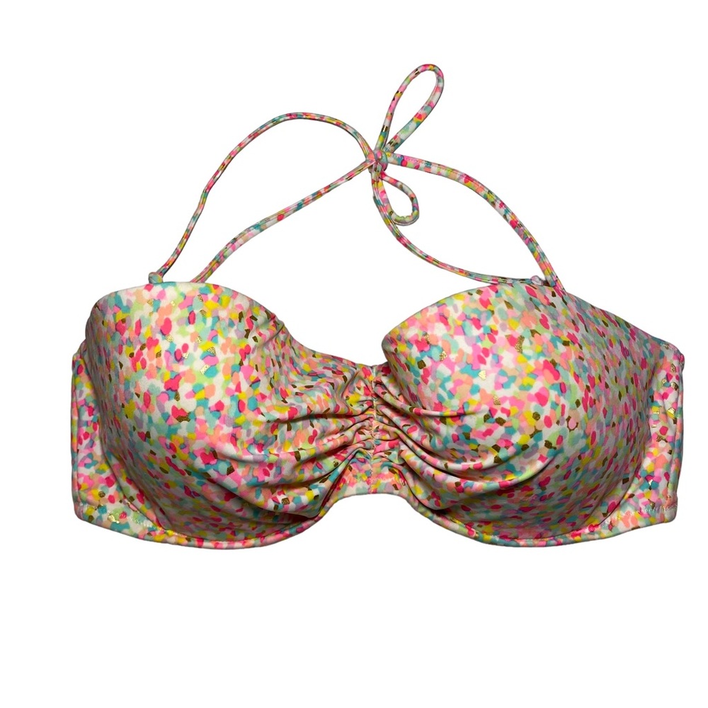 Victorias Secret Removable Strap Bikini Top in White, Pink Yellow, Blue / 36D